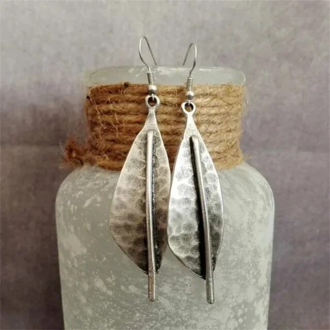 Aretes Hoja Vintage en Plata