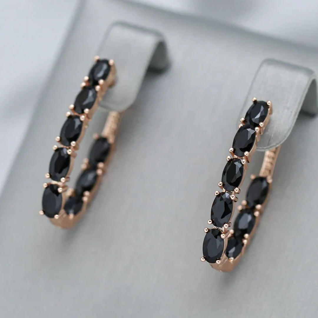 Aretes Cristales Negros Elegantes