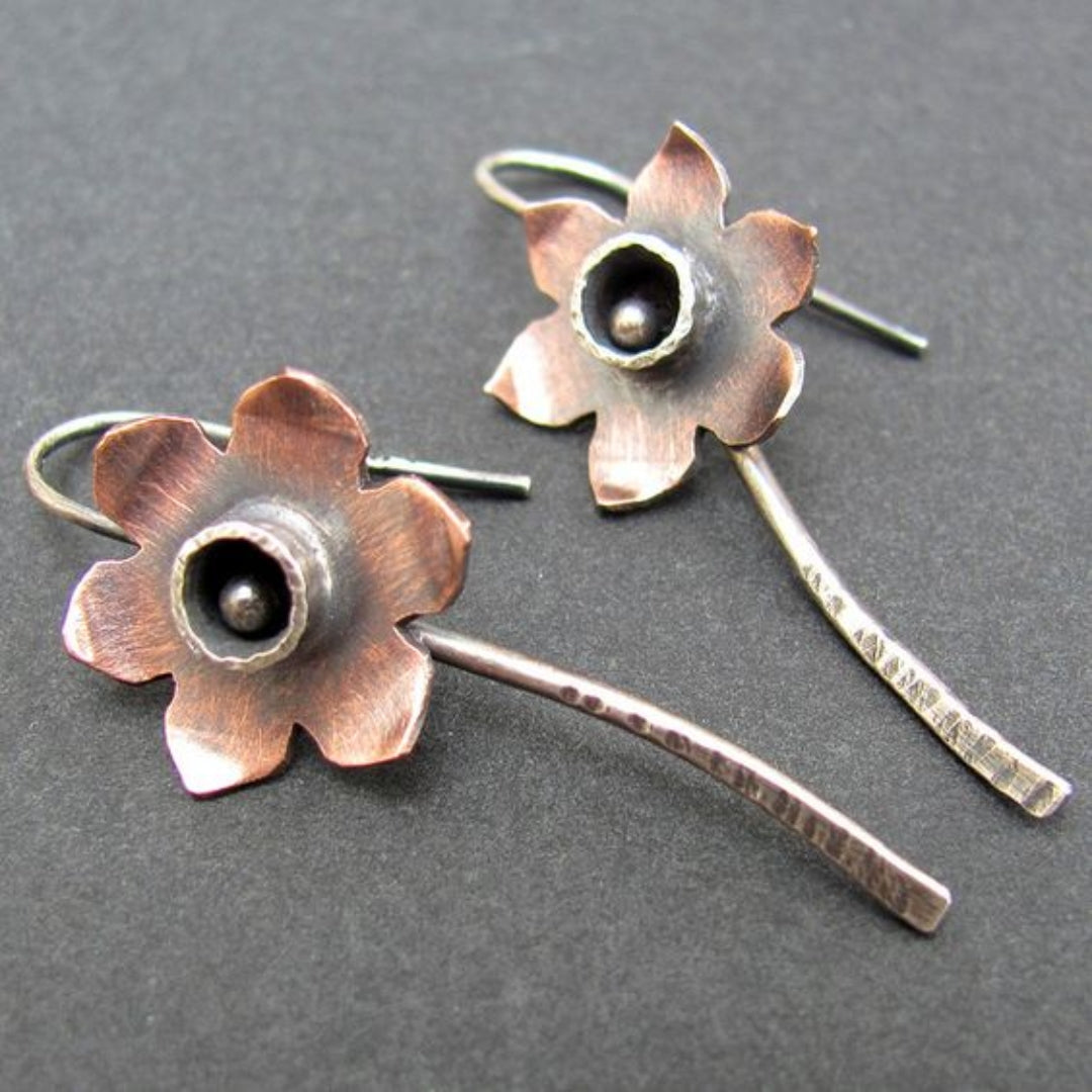 Aretes Flor Marrón Vintage