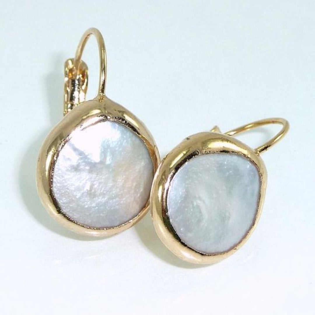 Aretes Vintage de Piedra Blanca Dorados