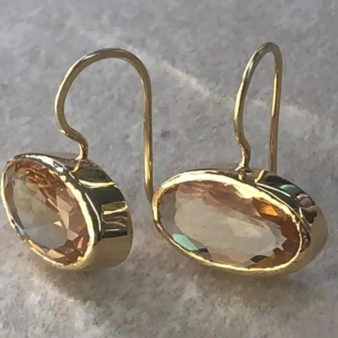 Aretes de Oro con Incrustaciones de Cristal Vintage