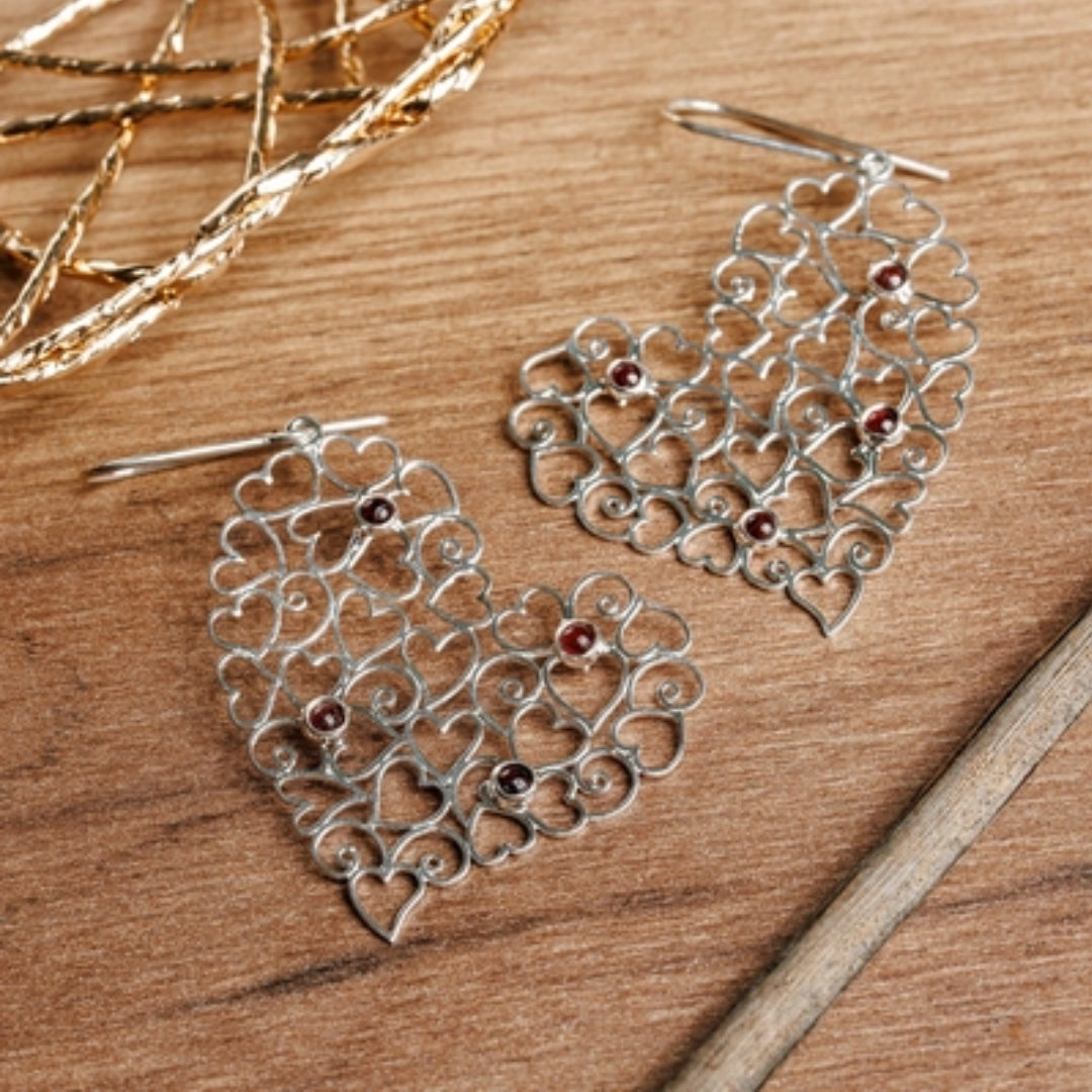 Aretes Corazones Huecos Vintage en Plata