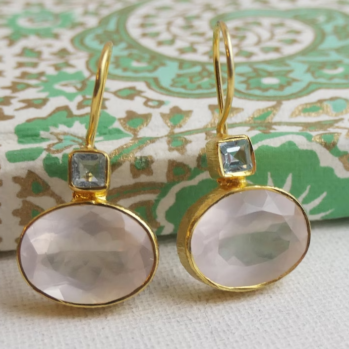 Aretes Vintage Cristal Blanco en Oro