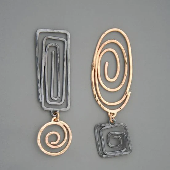 Aretes Espirales en Oro y Plata Vintage