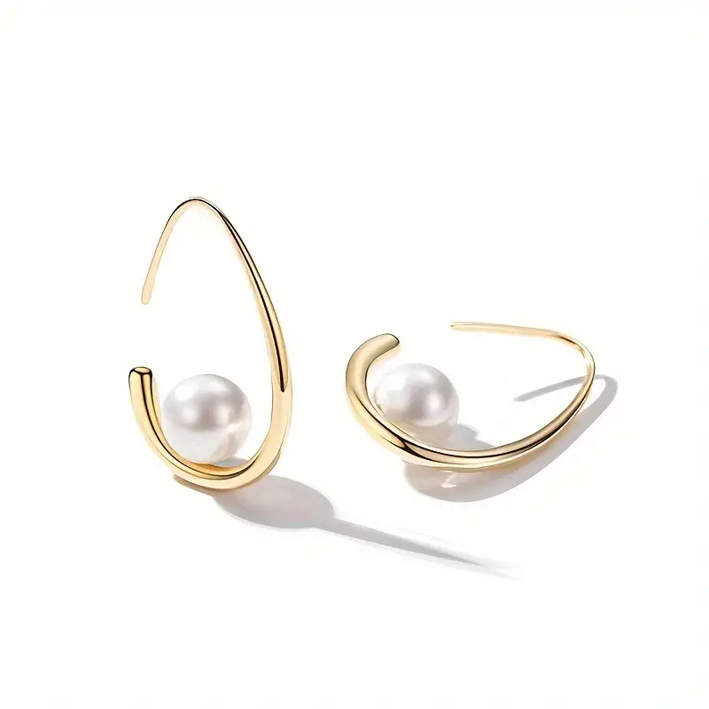 Aretes con Perla y Oro Elegante