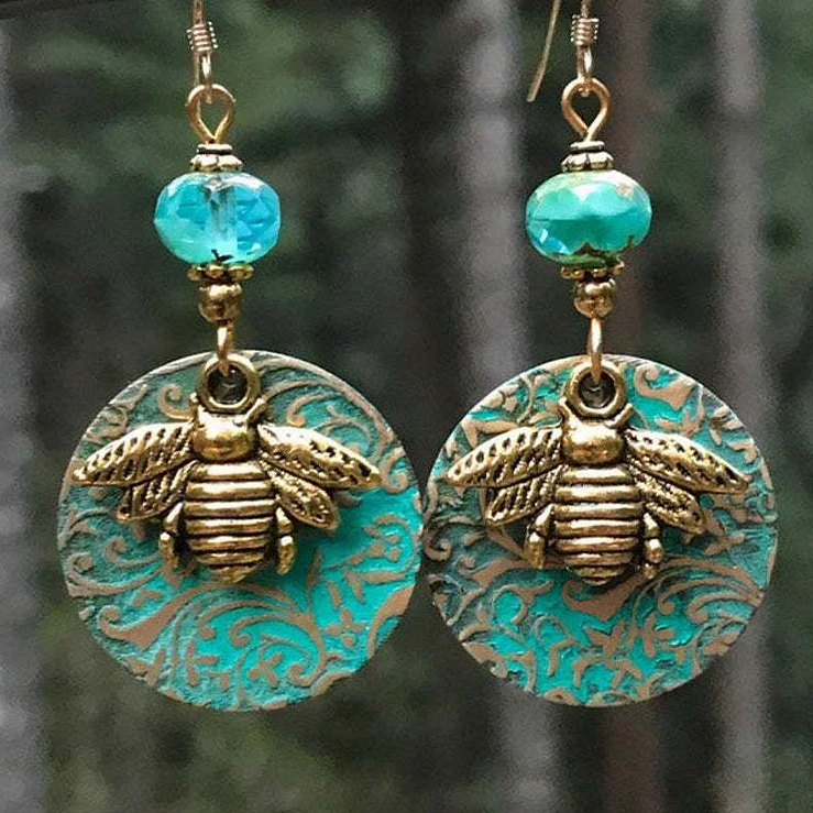 Aretes Abeja Turquesas Vintage