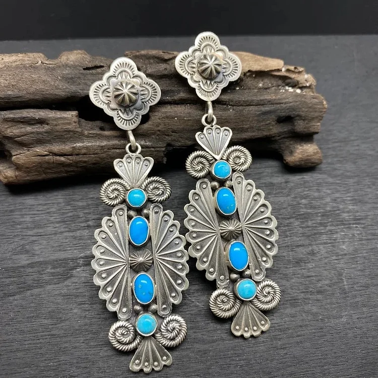 Aretes Vintage Azules y Plateados