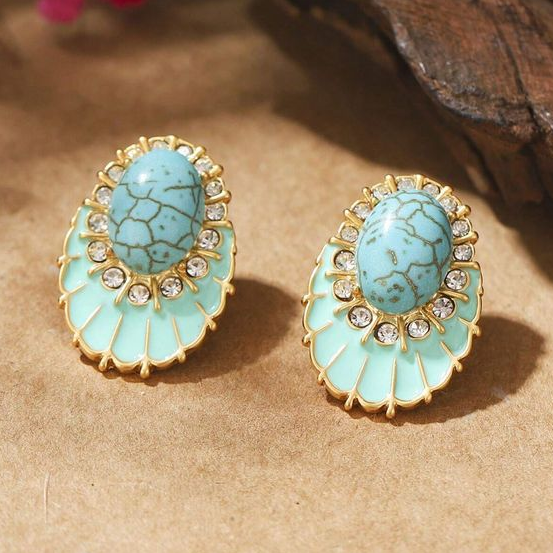 Aretes Piedra del Mar con Circonitas Vintage