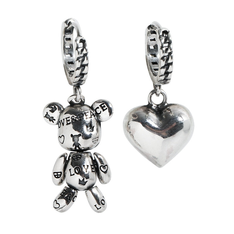 Pendientes Corazón de Oso Amoroso de Plata 925