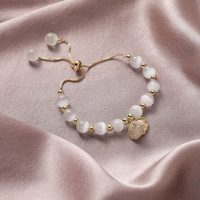 Pulsera de Concha con Piedras Naturales en Oro