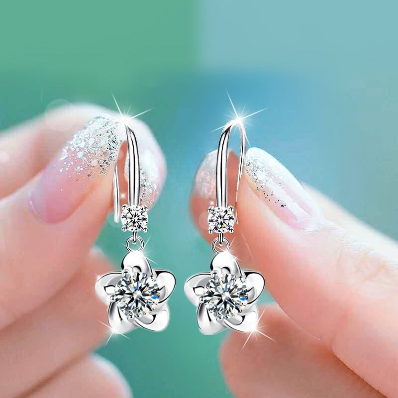 Pendientes Flores de Cristal en Plata 925