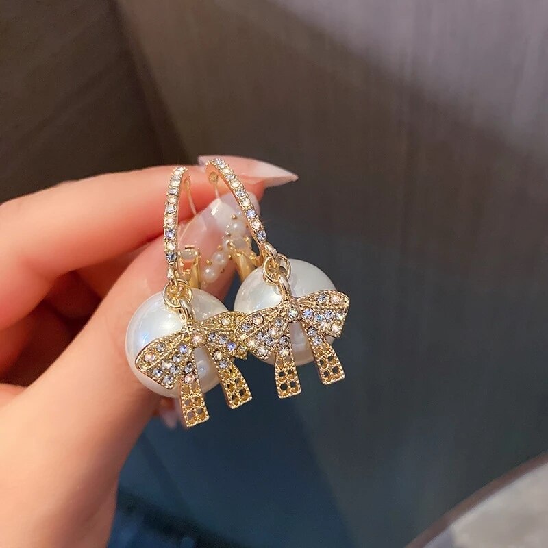 Aretes Lazos de la Suerte con Perlas