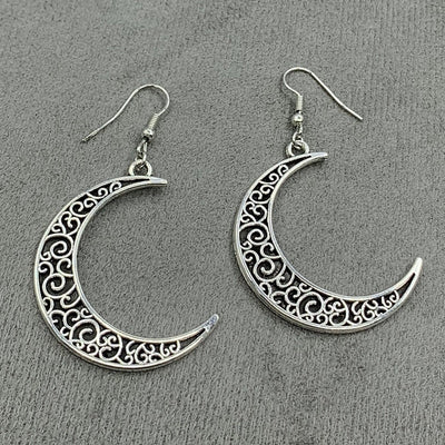 Pendientes Vintage de Media Luna en Plata Antigua