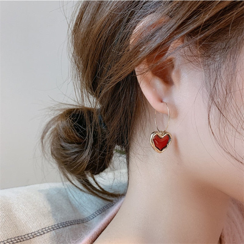 Aretes Corazoncitos Rojos