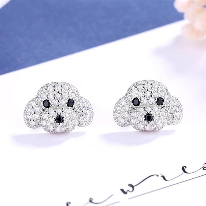 Pendientes Perrito en Plata 925 y Circonitas