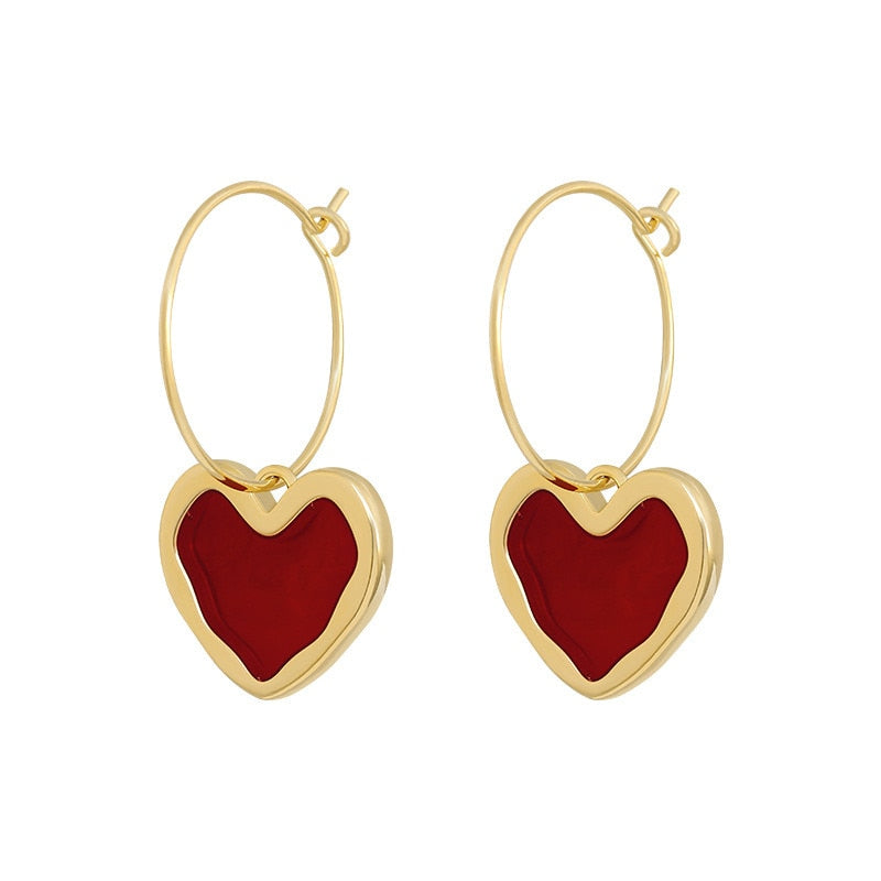 Aretes Corazoncitos Rojos