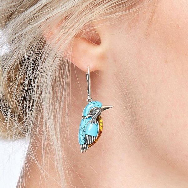 Aretes Bluebird Pintados a Mano