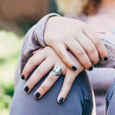 Anillo de Cristal Azul en Plata