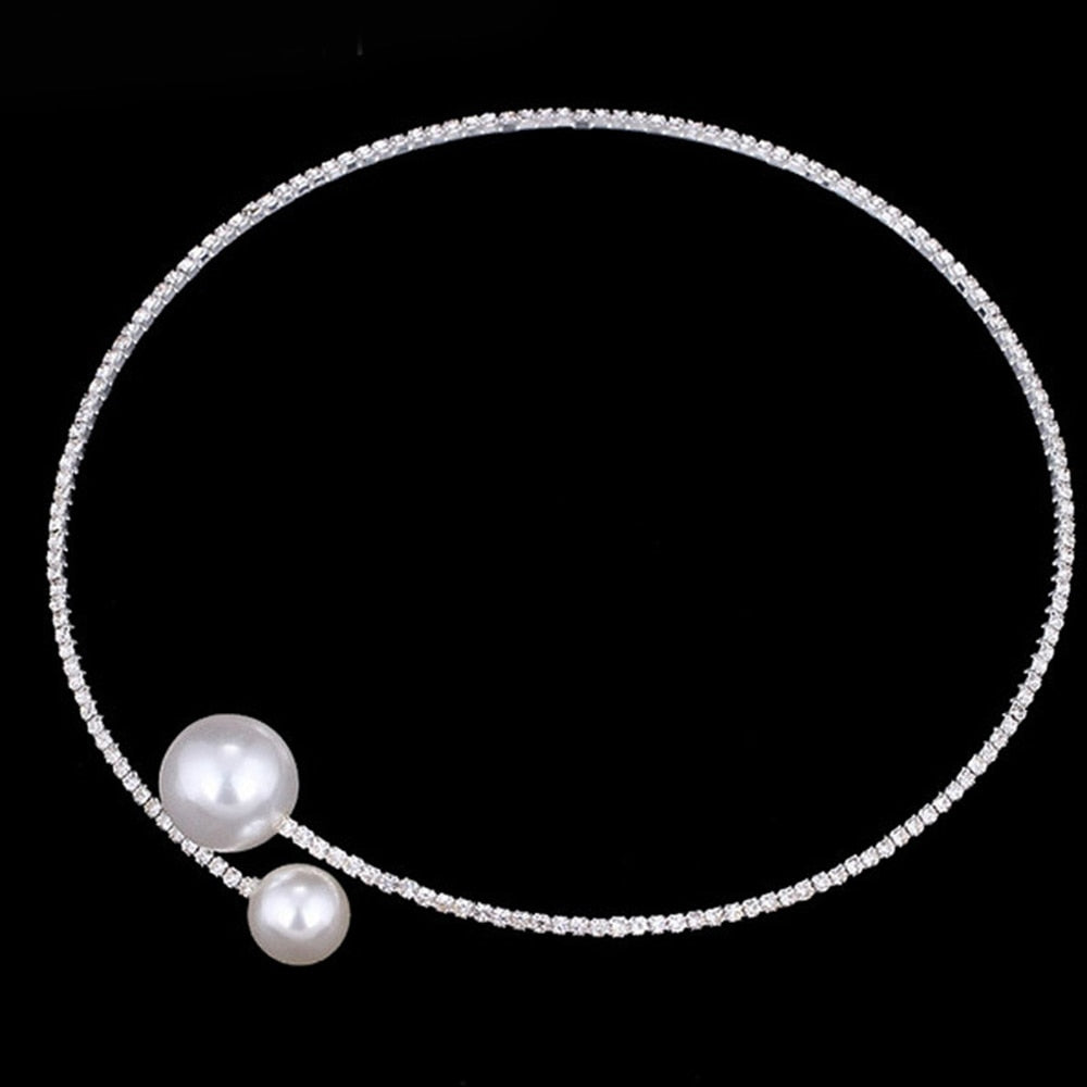 Conjunto Collar + Pulseras Nupcial con Perlas en Plata y Baño de Oro