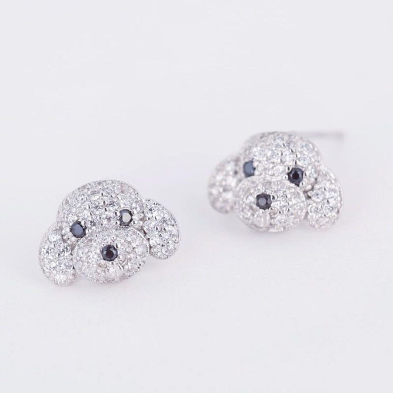 Pendientes Perrito en Plata 925 y Circonitas