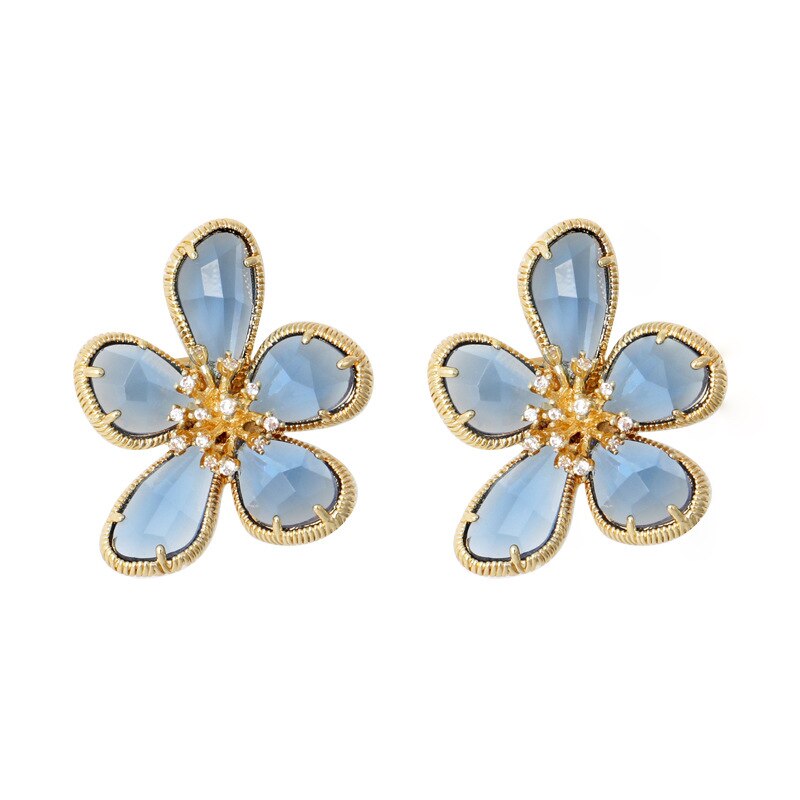 Aretes Rotativos Flor de la Riqueza con Circonitas Incrustadas