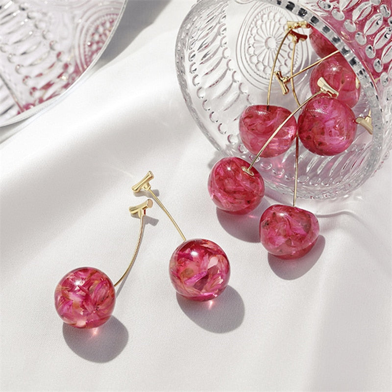 Aretes de Lujo Cereza Rosa