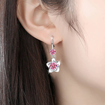 Pendientes Flores de Cristal en Plata 925