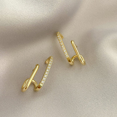 Aretes Irregulares con Circonitas en Oro