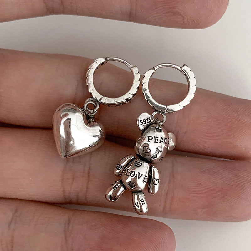 Pendientes Corazón de Oso Amoroso de Plata 925