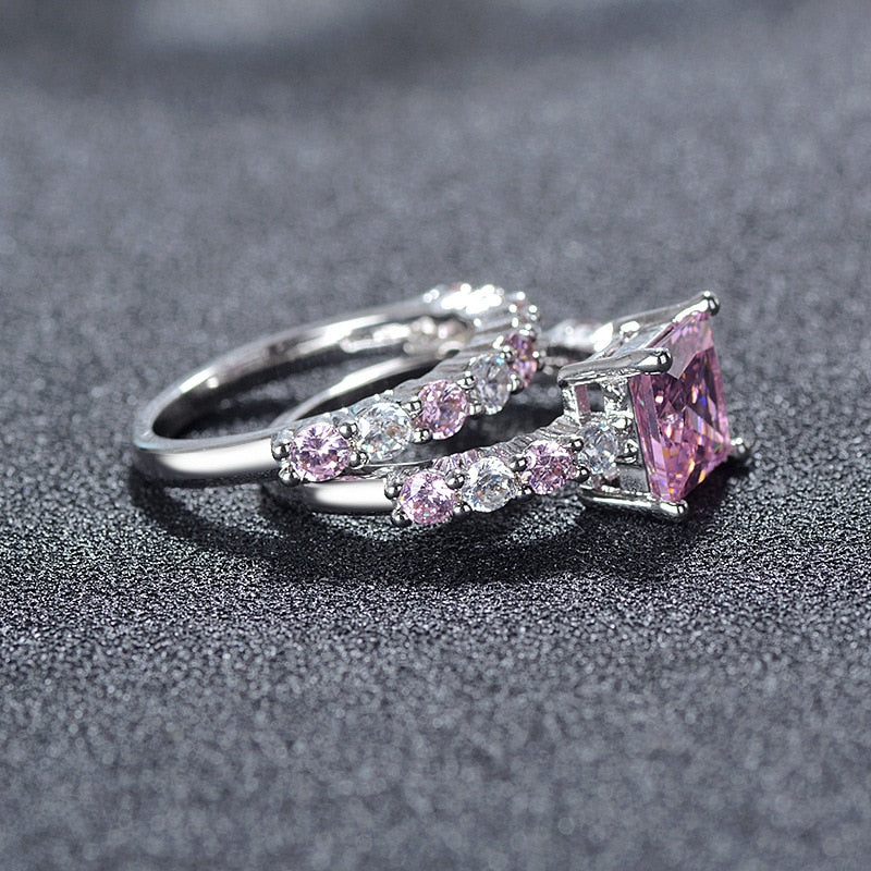 Anillo de Lujo Princesa Rosa en Plata