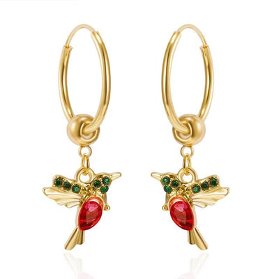 Aretes Colibrís Voladores Edición Limitada con Zirconios Incrustados