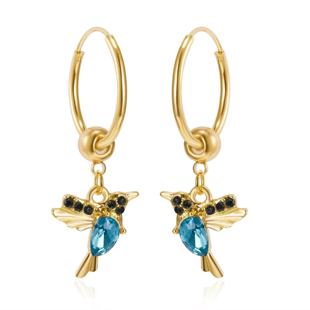 Aretes Colibrís Voladores Edición Limitada con Zirconios Incrustados