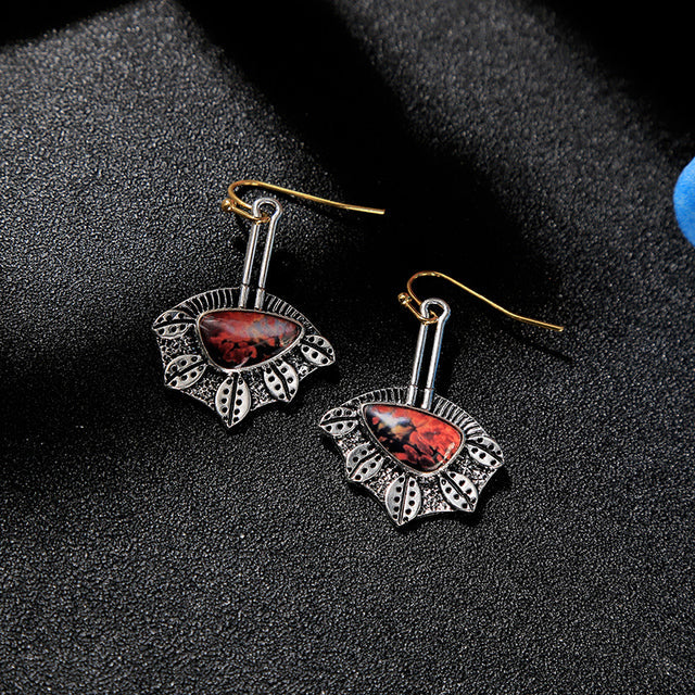 Aretes Vintage de Piedra Roja en Plata