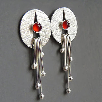 Pendientes Colgantes Huecos de Piedra Roja