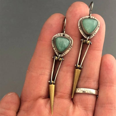 Pendientes Boho Étnicos de Piedra de Resina Verde