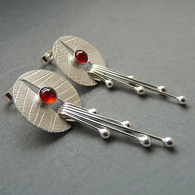 Pendientes Colgantes Huecos de Piedra Roja