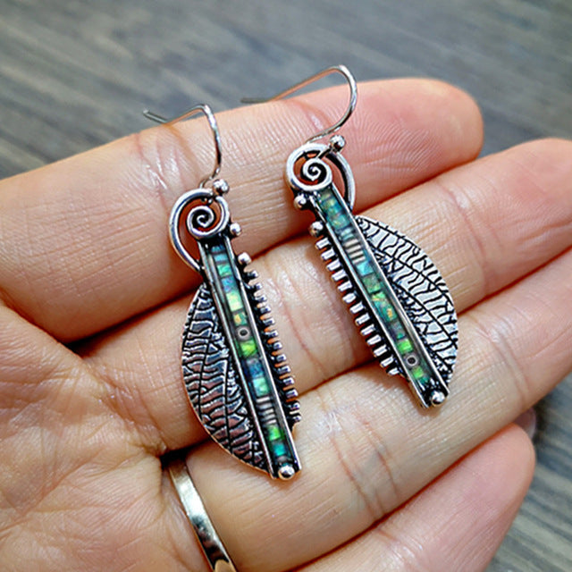 Aretes Vintage de Cristal Verde en Plata