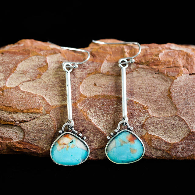Aretes Vintage Colgantes con Piedra Turquesa en Plata