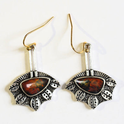 Aretes Vintage de Piedra Roja en Plata