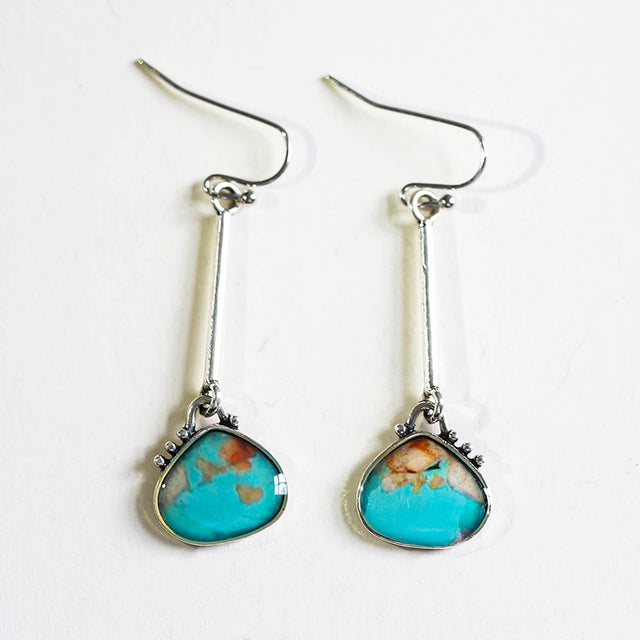 Aretes Vintage Colgantes con Piedra Turquesa en Plata