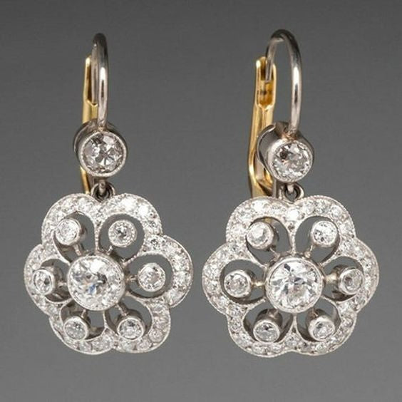 Aretes Vintage de Mandala de Cristal en Plata