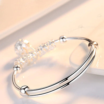 Pulsera Ajustable con Campana Hueca de Plata 925