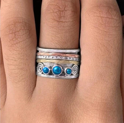 Anillo Boho Triple Ópalo en Plata