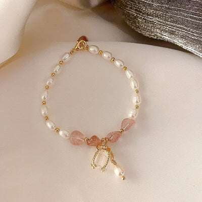 Pulsera de Perlas de Agua Dulce y Cristal