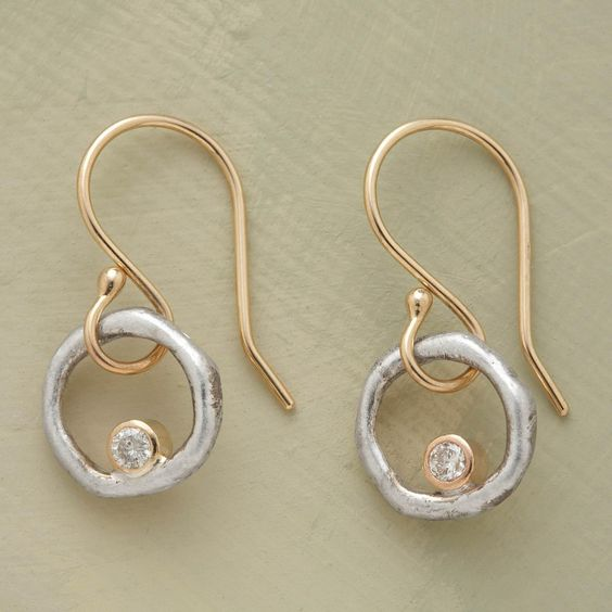 Aretes en Oro y Plata Vintage con Circonita