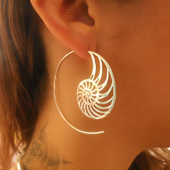 Aretes Espiral de Concha Vintage