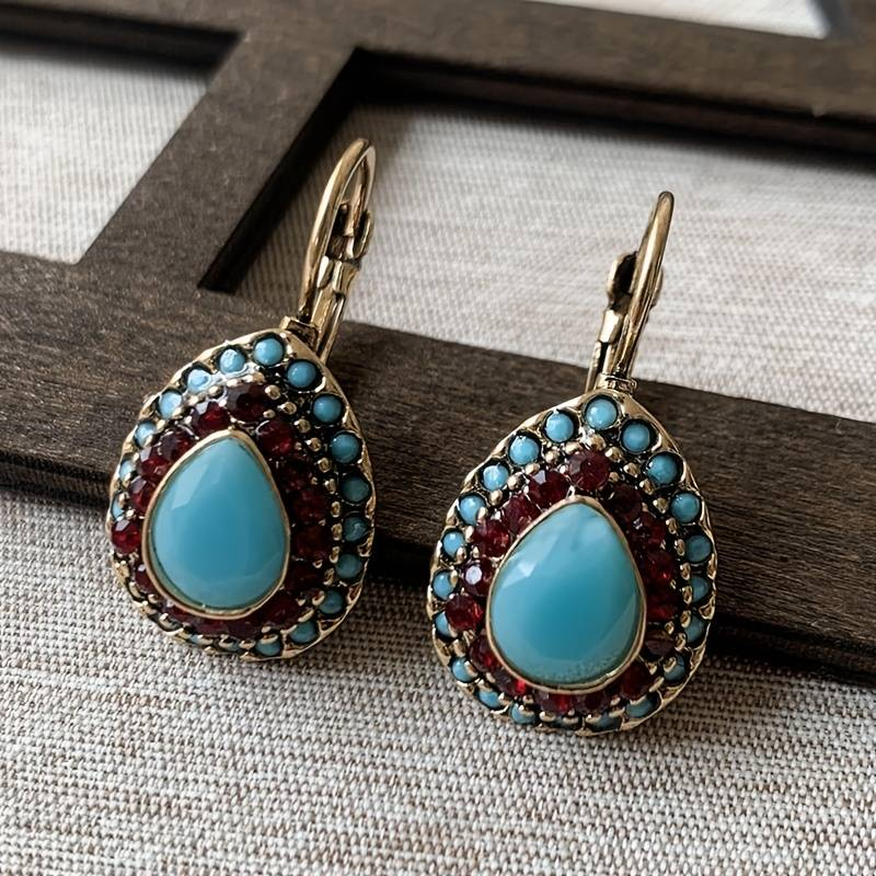 Aretes Ópalo Azul Mandala Vintage