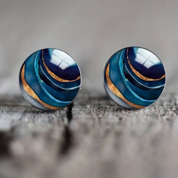 Aretes Vintage Redondos Azules