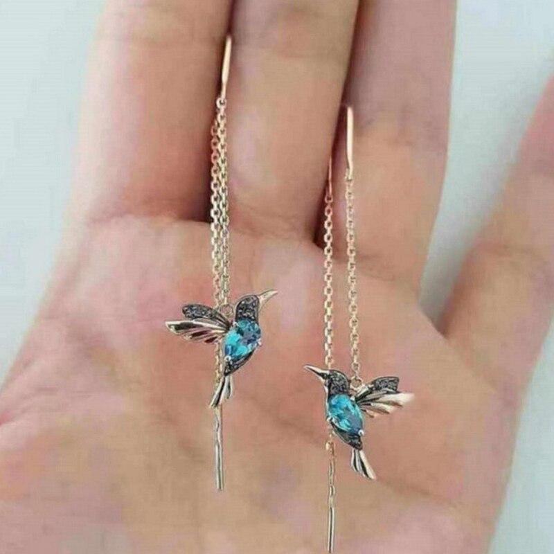 Aretes Colibrí en Esmalte y Circonitas