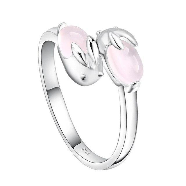 Anillo Conejo en Plata y Circonitas Rosa